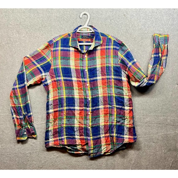 Polo Ralph Lauren Size L 100% Linen Multicolor Button up - Picture 1 of 3
